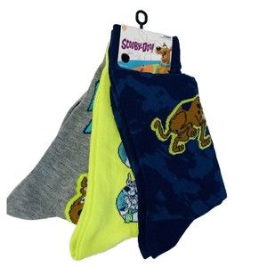 Men's Scooby Doo Crew Socks 3 Pair Pack Sz 6 to 12 Colorful Graphic Designs